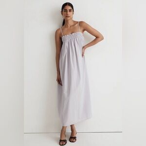 Madewell Poplin Ruffle A-line Midi Dress